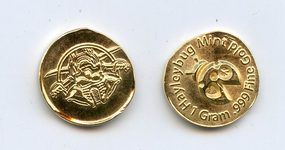 HayleyBug Mint Gold Pirate 1 gram of .999 fine Gold 