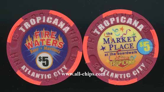 TRO-5ae $5 Market Place Fire Waters