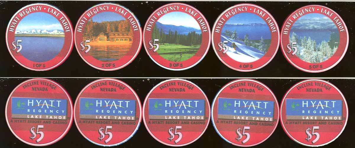 $5 Hyatt Regency Seasons Set Lake Tahoe 5 chip Set