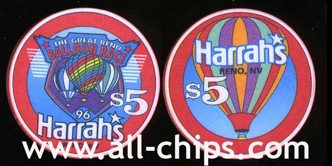 $5 Harrahs Reno The Great Reno Baloon Race 1996