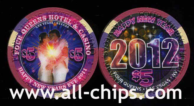 $5 Four Queens New Year 2012 Las Vegas Casino Chip