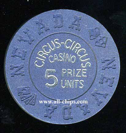 $5 Circus Circus Casino 5 Prize Units Duller Blue