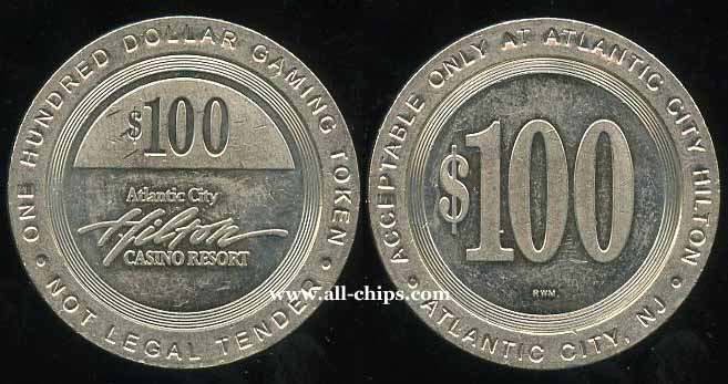 T-HAC-100a $100 Hilton 2nd issue Slot Token