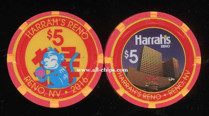 $5 Harrahs Reno Chinese New Year of the Monkey 2016 