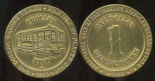 $1 Trolley Stop 1990 Slot Token