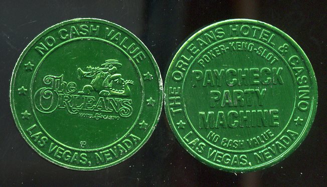 Orleans Paycheck Party Machine Green Slot Token