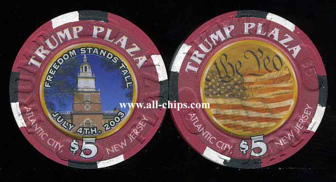 TPP-5x $5 Trump Plaza 4th of July 2003