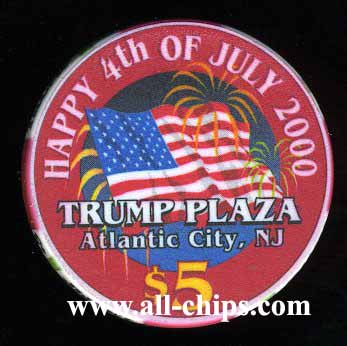 TPP-5m CC $5 Trump Plaza 4th of July 2000