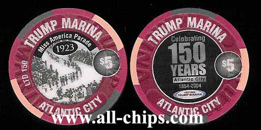 MAR-5ah Trump Marina $5 150th Anniversary chip Very Limited Only(150)