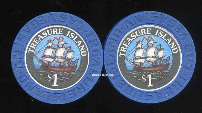 $1 Treasure Island 1st issue 1993 UNC