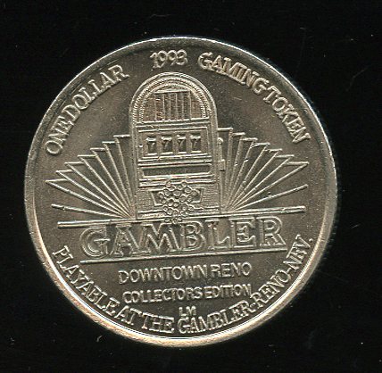 $1 Gambler 1993 Reno Slot Token 