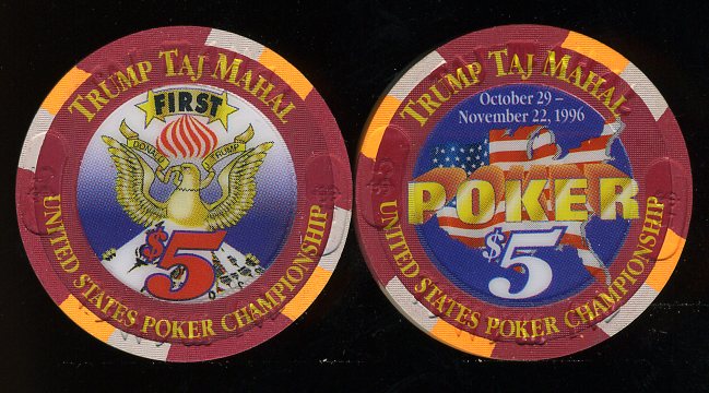 TAJ-5j $5 Taj Mahal First United States Poker Championship 1996 