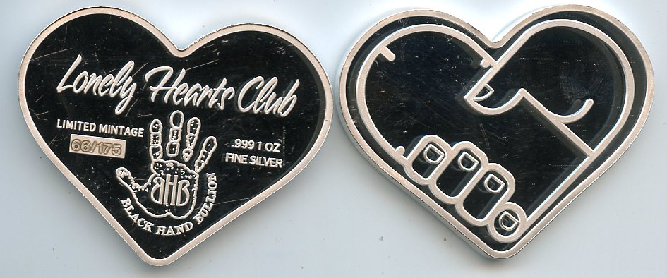 Black Hand Bullion The Lonely Heart's Club Edition 1 troy oz. of .999 Fine Silver