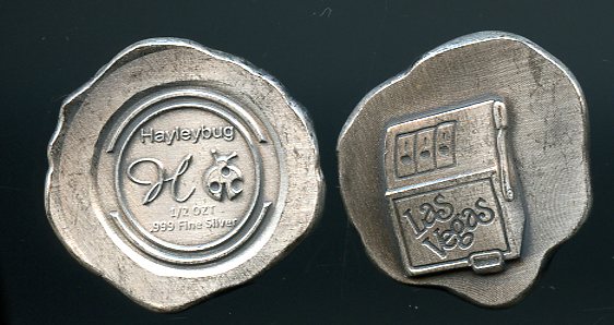 1/2 OZ Hayleybug Las Vegas Coin Show Round Antiqued .999 fine silver
