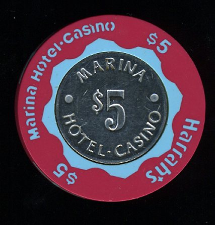 HAR-5d $5 Harrahs Marina 1st issue 2nd re-issue darker blue ring