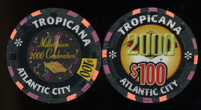 TRO-100d $100 Tropicana Millinnium New Year 2000 Hologram Clock/Celebration