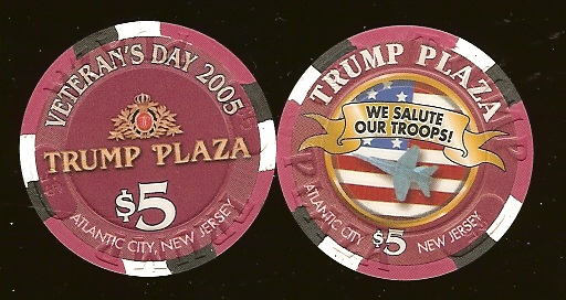 TPP-5al $5 Trump Plaza Veterans Day We supprot our Troops Plane (Air Force)