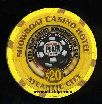 SHO-20c $20 Showboat  World Series of Poker 2005 WSOP Circuit Commemorative Chip NOV 28th - DEC 9th 
