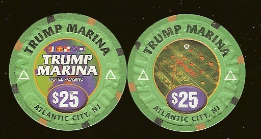 MAR-25 $25 Trump Marina House chip  Lightly circulated