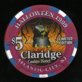 CLA-5v $5 Claridge Halloween 1999 Witch/Web