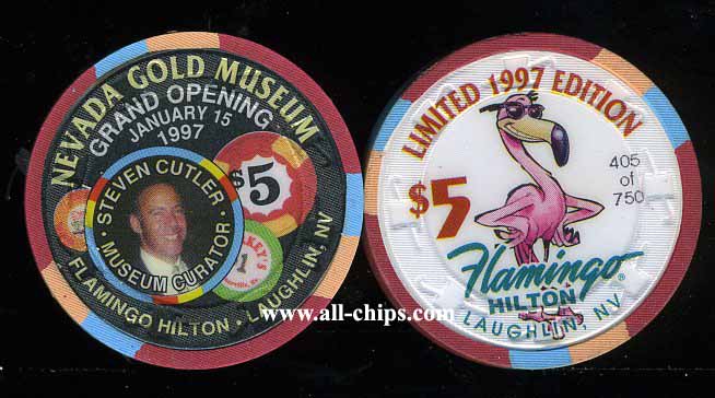 $5 Flamingo Hilton Nevada Gold Museum Grand Opening Steve Cutler numbered