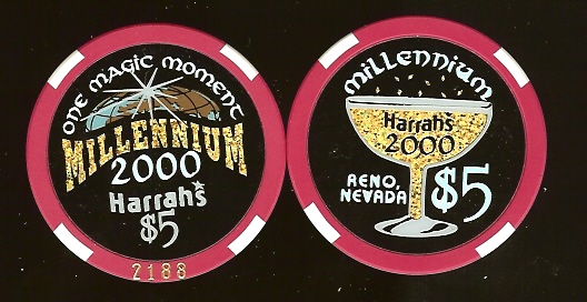$5 Harrahs Reno Millennium 2000