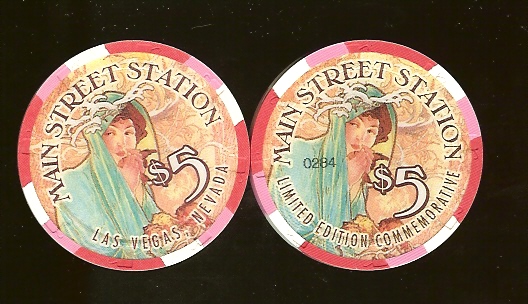 $5 Main Street Station Mucha Green Gown Numbered