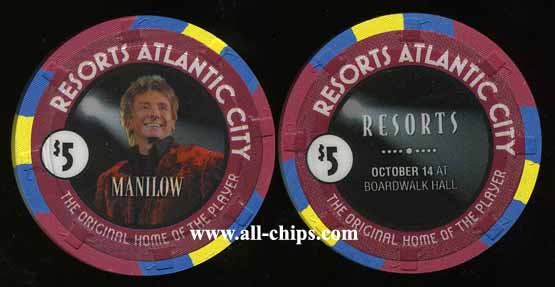 RES-5r $5 Resorts Barry Manilow OCT. 14th at Boardwalk Hall